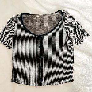Striped button crop top